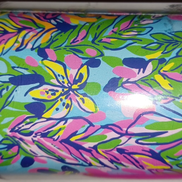 Lilly Pulitzer Hot Spot multi print Fall 2014 pink lid 16 oz Travel Cup - Picture 17 of 17
